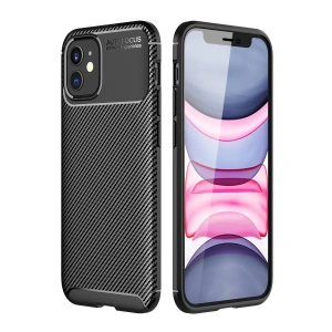 İphone 12 Mini Kılıf Auto Focus Karbon Kapak - Siyah