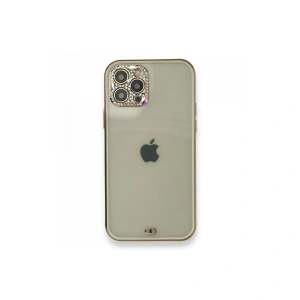 İphone 12 Pro Kılıf Liva Taşlı Silikon - Beyaz