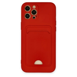 İphone 12 Pro Max Kılıf Kelvin Kartvizitli Silikon - Kırmızı