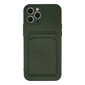 İphone 12 Pro Max Kılıf Kelvin Kartvizitli Silikon - Koyu Yeşil