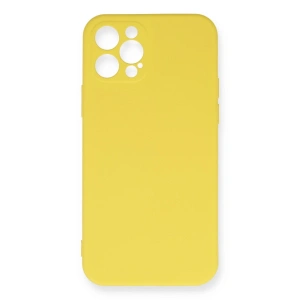 İphone 12 Pro Max Kılıf Nano İçi Kadife Silikon - Sarı