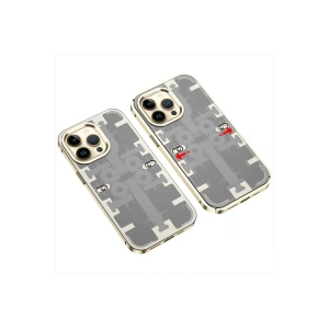 İphone 14 Pro Kılıf Mekanik Bumper Kapak - Gold