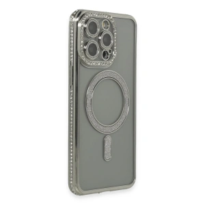 İphone 15 Pro Kılıf Joke Simli Magneticsafe Kılıf - Gri