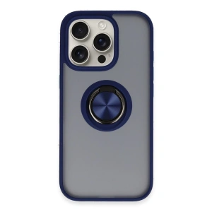 İphone 16 Pro Kılıf Montreal Yüzüklü Silikon Kapak - Lacivert