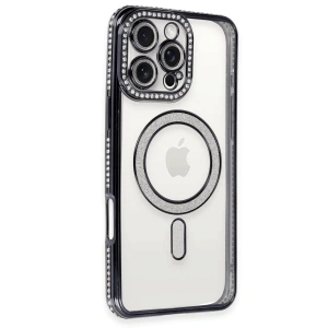 İphone 16 Pro Max Kılıf Joke Simli Magneticsafe Kılıf - Siyah