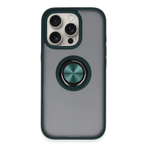 İphone 16 Pro Max Kılıf Montreal Yüzüklü Silikon Kapak - Yeşil