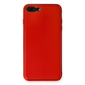 İphone 7 Plus Kılıf Coco Deri Silikon Kapak - Kırmızı
