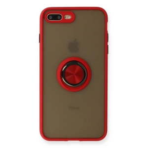 İphone 7 Plus Kılıf Montreal Yüzüklü Silikon Kapak - Kırmızı