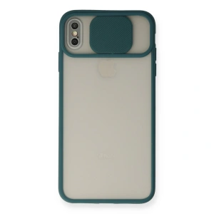 İphone X Kılıf Palm Buzlu Kamera Sürgülü Silikon - Yeşil