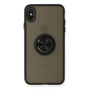 İphone Xs Max Kılıf Montreal Yüzüklü Silikon Kapak - Siyah