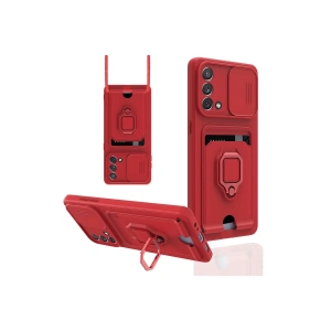 Oppo A74 4g Kılıf Zuma Kartvizitli Yüzüklü Silikon - Kırmızı