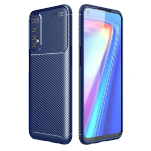 Realme 7 Kılıf Auto Focus Karbon Kapak - Lacivert
