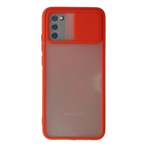 Samsung Galaxy A02s Kılıf Palm Buzlu Kamera Sürgülü Silikon - Kırmızı