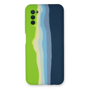 Samsung Galaxy A03s Kılıf Ebruli Lansman Silikon - Yeşil-koyu Yeşil