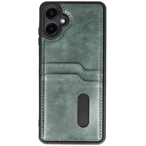 Samsung Galaxy A06 Kılıf Sara Kartvizitli Deri Kılıf - Koyu Yeşil