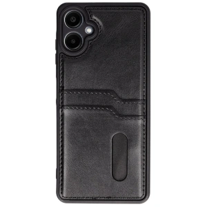 Samsung Galaxy A06 Kılıf Sara Kartvizitli Deri Kılıf - Siyah