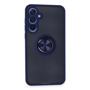 Samsung Galaxy A25 5g Kılıf Montreal Yüzüklü Silikon Kapak - Lacivert