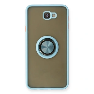 Samsung Galaxy J7 Prime Kılıf Montreal Yüzüklü Silikon Kapak - Buz Mavi