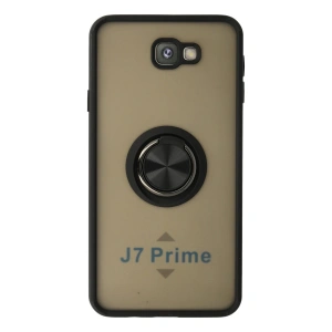 Samsung Galaxy J7 Prime Kılıf Montreal Yüzüklü Silikon Kapak - Siyah