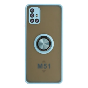 Samsung Galaxy M51 Kılıf Montreal Yüzüklü Silikon Kapak - Buz Mavi