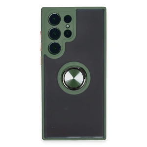 Samsung Galaxy S23 Ultra Kılıf Montreal Yüzüklü Silikon Kapak - Yeşil