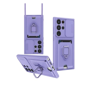 Samsung Galaxy S25 Ultra Kılıf Zuma Kartvizitli Yüzüklü Silikon - Lila