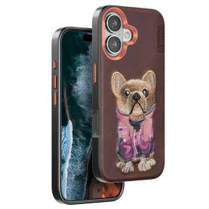 Venco İphone 16 Cute Desenli Kapak - Koyu Kahve