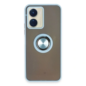 Vivo Y16 Kılıf Montreal Yüzüklü Silikon Kapak - Buz Mavi