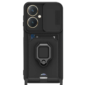 Vivo Y27 Kılıf Zuma Kartvizitli Yüzüklü Silikon - Siyah