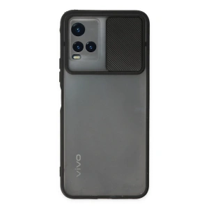 Vivo Y33s Kılıf Palm Buzlu Kamera Sürgülü Silikon - Siyah