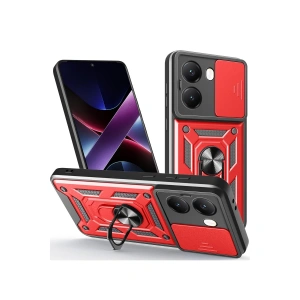 Xiaomi Poco X7 Pro Kılıf Pars Lens Yüzüklü Silikon - Kırmızı