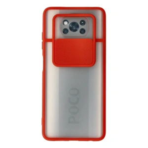 Xiaomi Pocophone X3 Kılıf Palm Buzlu Kamera Sürgülü Silikon - Kırmızı