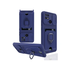 Xiaomi Redmi 10c Kılıf Zuma Kartvizitli Yüzüklü Silikon - Lacivert