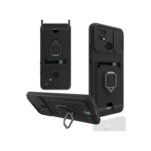 Xiaomi Redmi 10c Kılıf Zuma Kartvizitli Yüzüklü Silikon - Siyah