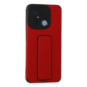 Xiaomi Redmi 12c Kılıf Mega Standlı Silikon - Kırmızı