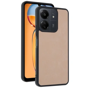 Xiaomi Redmi 13c Kılıf Aras Deri Kapak - Pudra