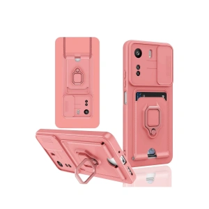 Xiaomi Redmi 13c Kılıf Zuma Kartvizitli Yüzüklü Silikon - Pembe