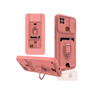 Xiaomi Redmi 9c Kılıf Zuma Kartvizitli Yüzüklü Silikon - Pembe