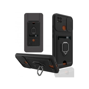 Xiaomi Redmi 9c Kılıf Zuma Kartvizitli Yüzüklü Silikon - Siyah