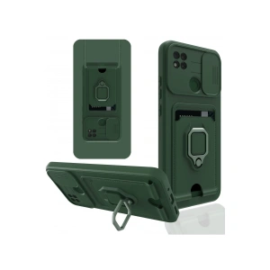 Xiaomi Redmi 9c Kılıf Zuma Kartvizitli Yüzüklü Silikon - Yeşil