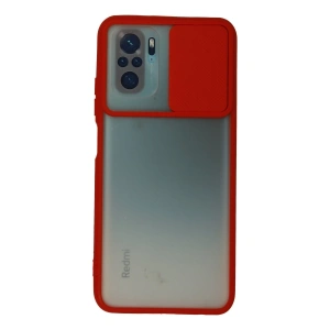 Xiaomi Redmi Note 10 Kılıf Palm Buzlu Kamera Sürgülü Silikon - Kırmızı