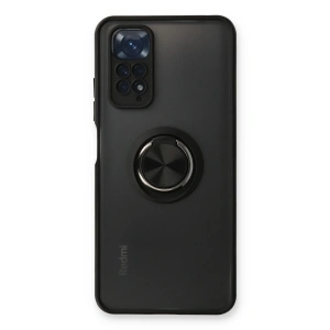 Xiaomi Redmi Note 11 Kılıf Montreal Yüzüklü Silikon Kapak - Siyah