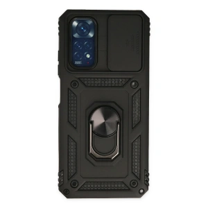Xiaomi Redmi Note 11 Kılıf Pars Lens Yüzüklü Silikon - Siyah