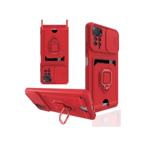 Xiaomi Redmi Note 12 Pro 4g Kılıf Zuma Kartvizitli Yüzüklü Silikon - Kırmızı