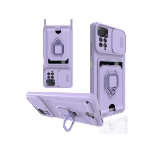 Xiaomi Redmi Note 12 Pro 4g Kılıf Zuma Kartvizitli Yüzüklü Silikon - Lila