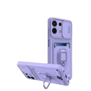 Xiaomi Redmi Note 13 4g Kılıf Zuma Kartvizitli Yüzüklü Silikon - Lila