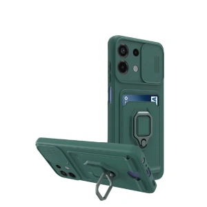 Xiaomi Redmi Note 13 4g Kılıf Zuma Kartvizitli Yüzüklü Silikon - Yeşil