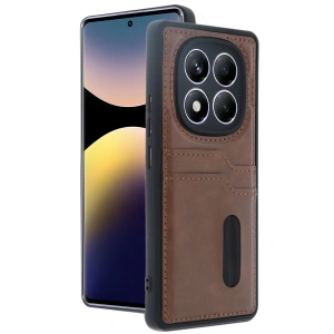 Xiaomi Redmi Note 14 Pro 5g Kılıf Sara Kartvizitli Deri Kılıf - Taba