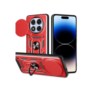 Xiaomi Redmi Note 14 Pro Plus Kılıf Pars Lens Yüzüklü Silikon - Kırmızı