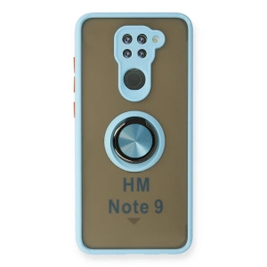 Xiaomi Redmi Note 9 Kılıf Montreal Yüzüklü Silikon Kapak - Buz Mavi